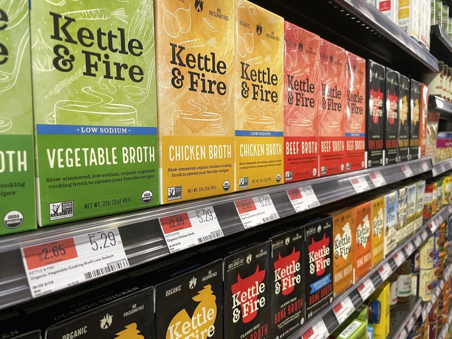 Kettle & Fire's full product lineup merchandised on shelf at retail
